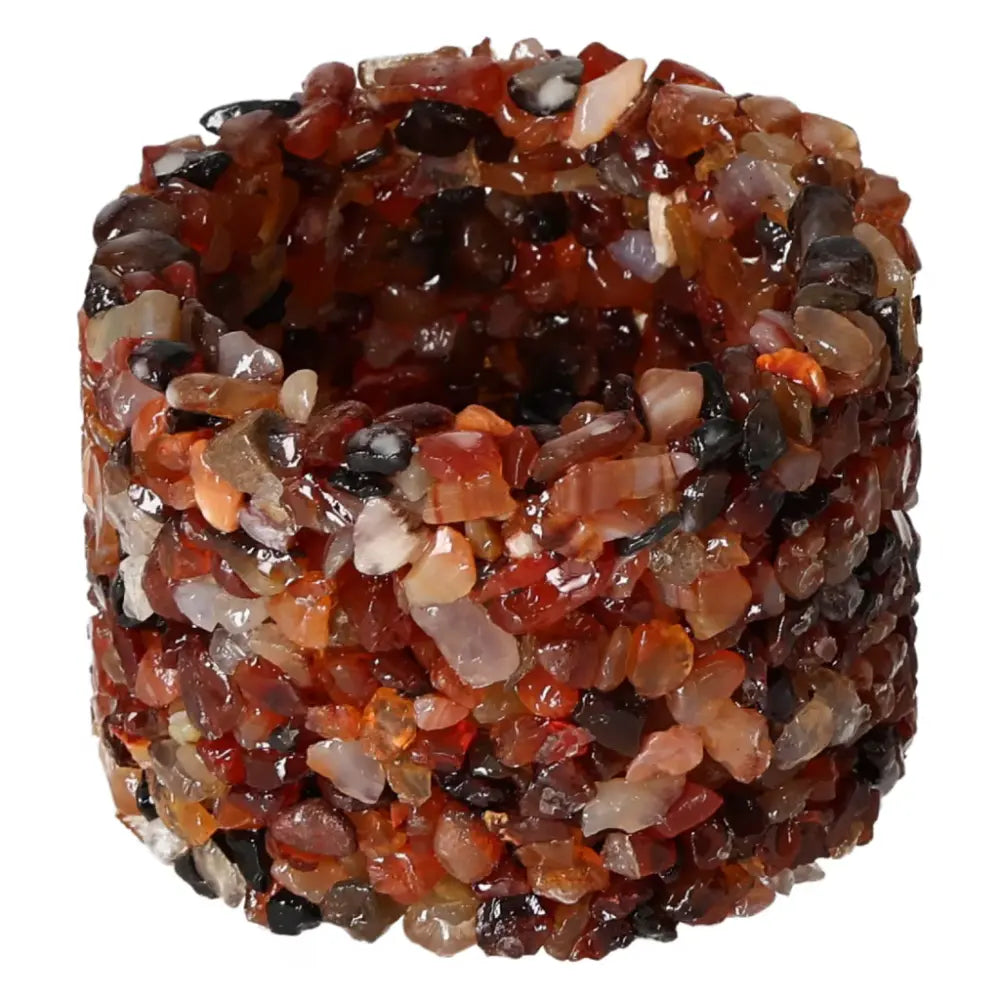 Sylvia Crystals Cornelian S pot cover showcasing vibrant carnelian stones for decorative and spiritual enhancement.