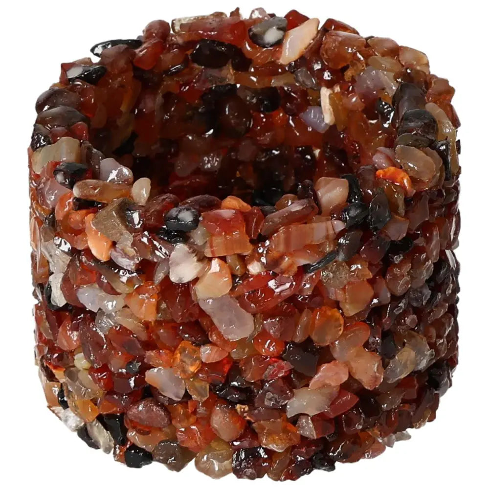 Decorative Candle Holder featuring premium carnelian stones, infusing elegance and spiritual energy. Perfect for enhancing decor.
