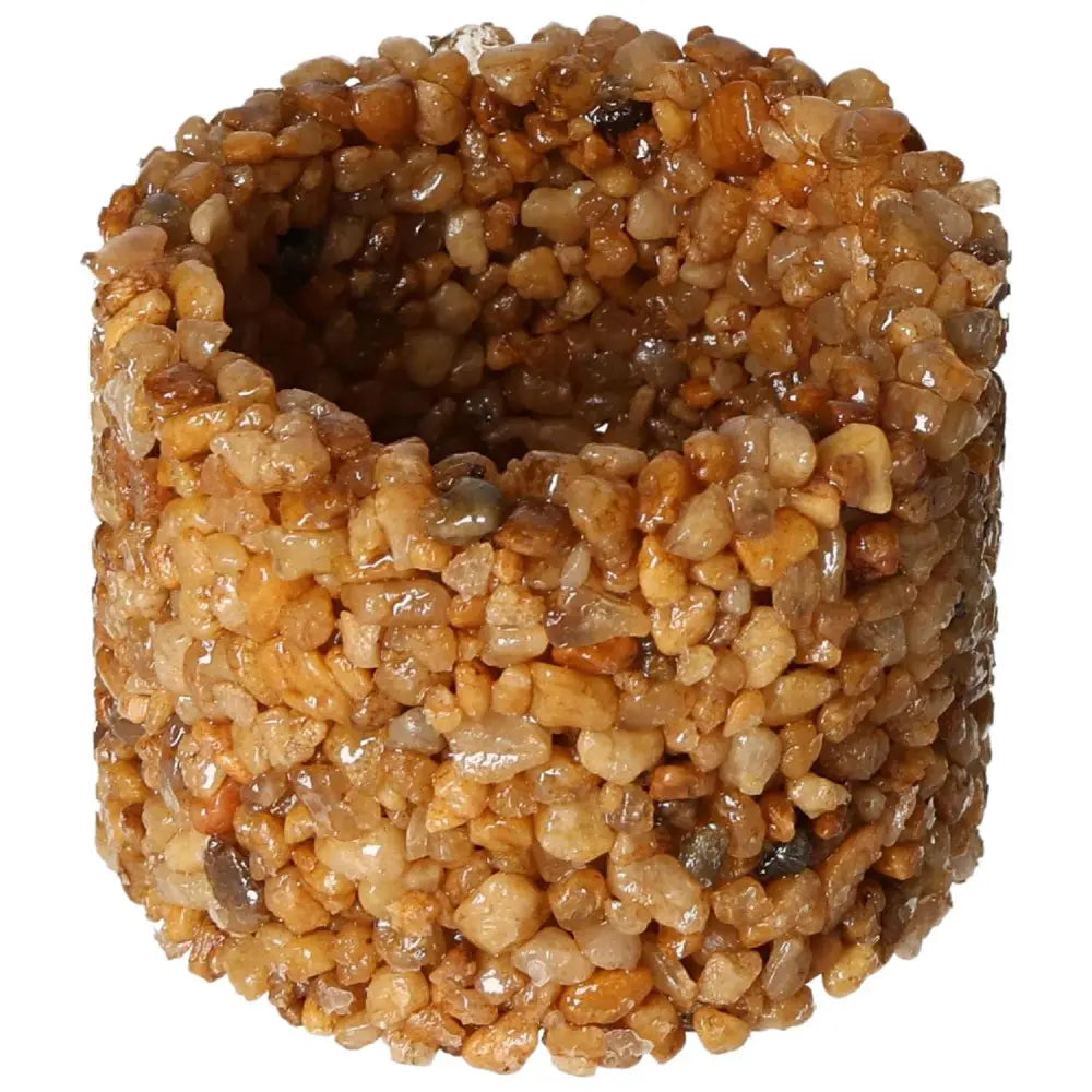 Natural stone candle holder with rustic charm, perfect for adding luxury and elegance to any room. Unique design from Sylvia Crystals.