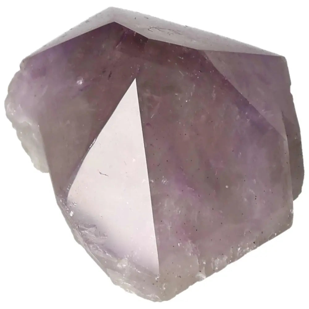 Polished Point Amethyst crystal from Sylvia Crystals, showcasing luxurious aesthetics and energy balance properties.