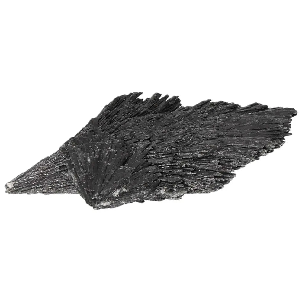 Black Kyanite crystal from Sylvia Crystals, ideal for meditation and clarity, showcasing its unique layered formation.