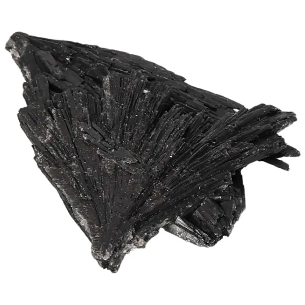 Black Kyanite stone from Sylvia Crystals, known for introspection and mental clarity.