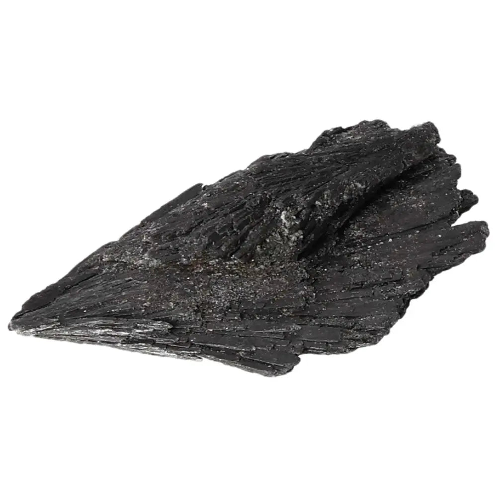 Black Kyanite crystal from Sylvia Crystals, ideal for spiritual growth and meditation, enhancing introspection and subconscious insights.