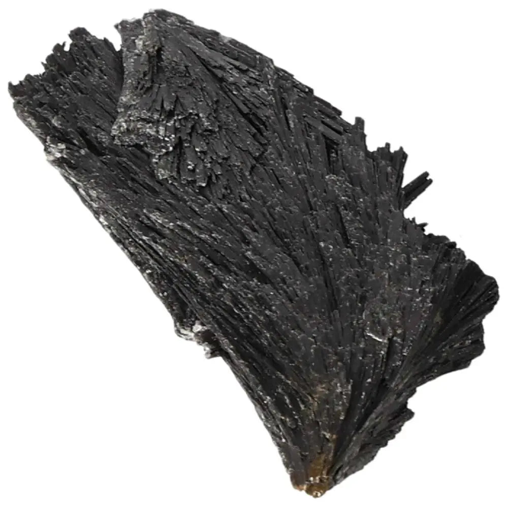 Black Kyanite crystal from Sylvia Crystals for introspection and meditation, representing luxury and conscious living.