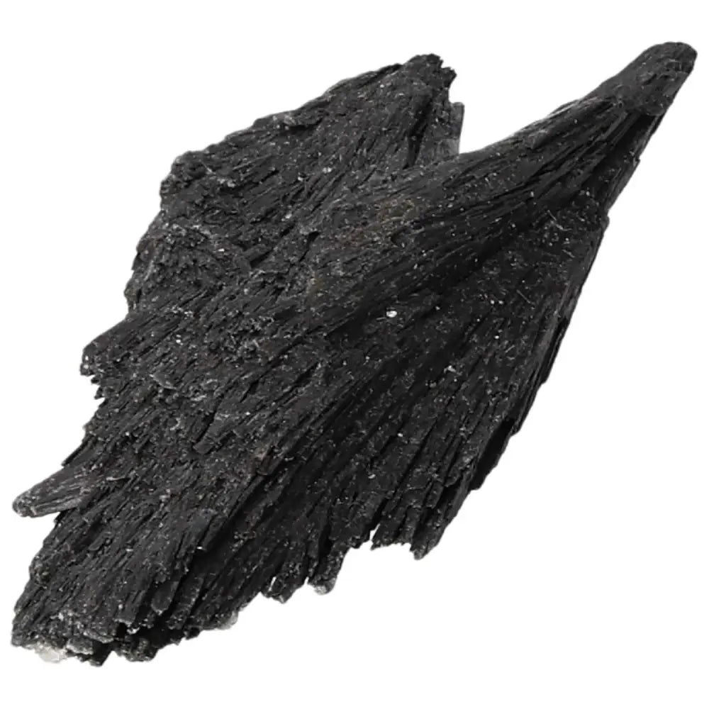 Black Kyanite crystal from Sylvia Crystals, known for enhancing introspection and meditation, showcasing deep, natural texture.