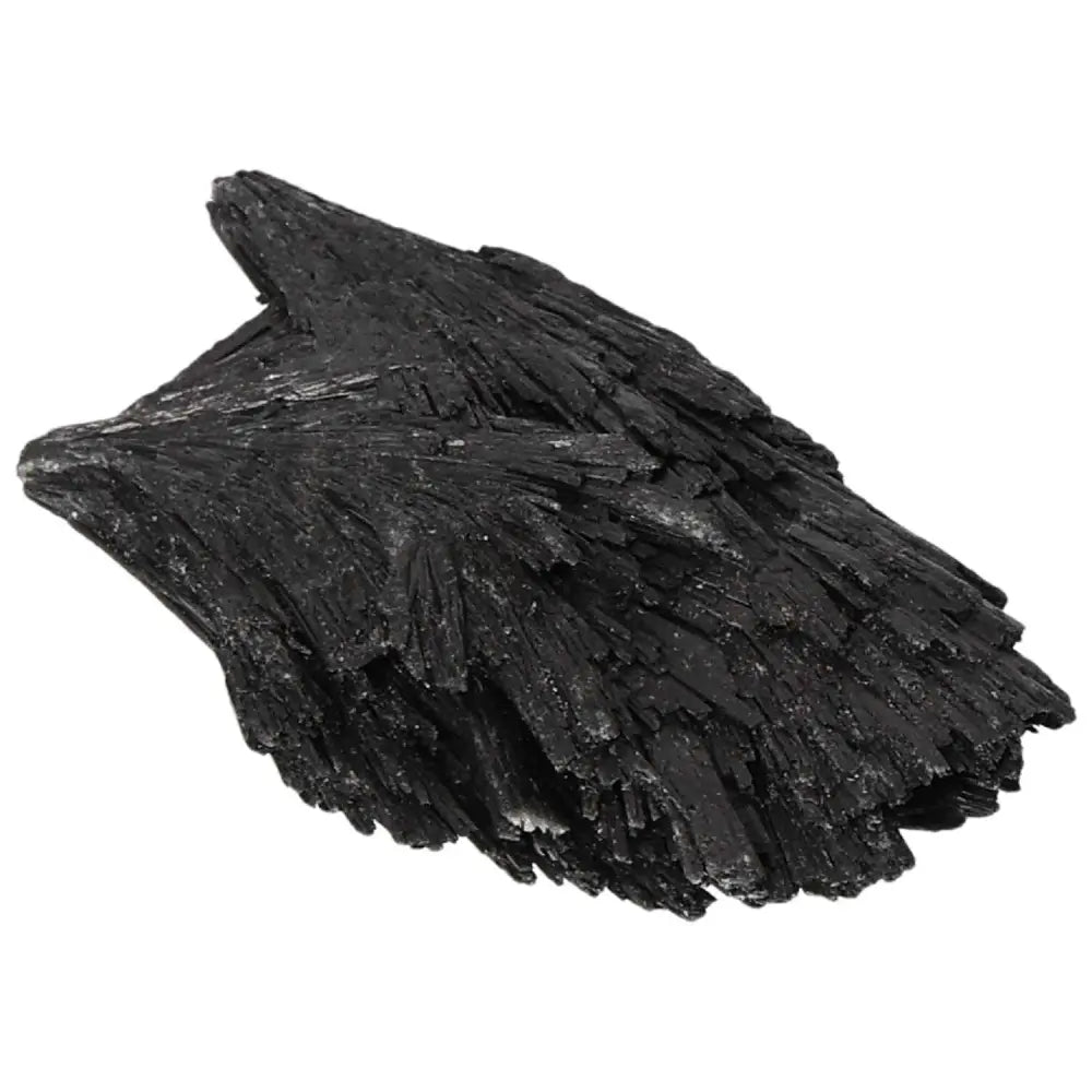 Close-up of Black Kyanite crystal from Sylvia Crystals, ideal for meditation, introspection, and personal growth.