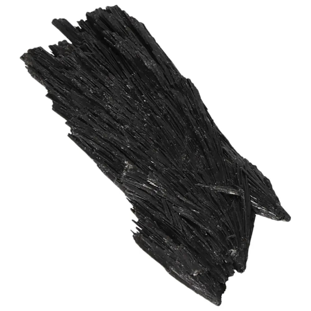 Black Kyanite crystal for meditation, introspection, and conflict resolution, offered by Sylvia Crystals. Enhance clarity and subconscious exploration.