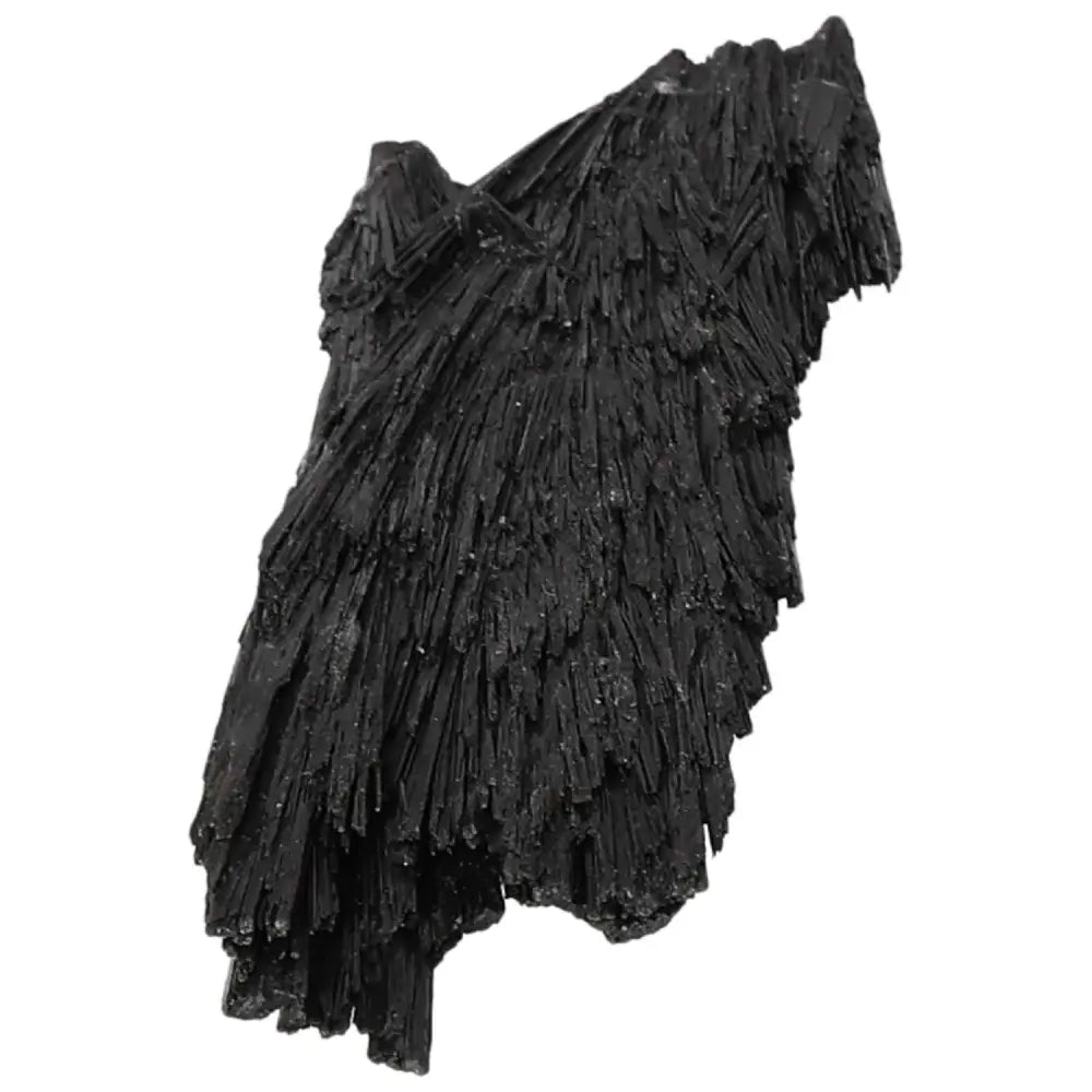 Black Kyanite crystal for meditation and introspection from Sylvia Crystals, promoting clarity and conflict resolution.