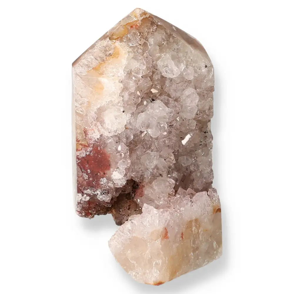 Agate Geoded Point crystal showcasing natural textures and colors, offering harmony and balance with its tranquil energy properties.