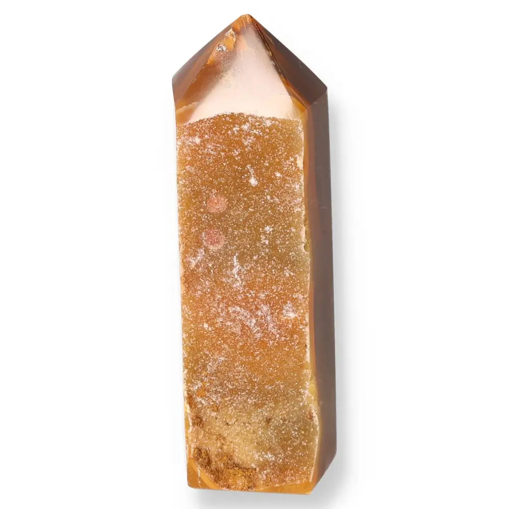 Agate Geoded Point - natural gemstone for energy balance and tranquility, unique formations for home decor and holistic wellbeing.