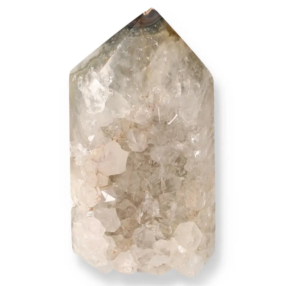Agate Geoded Point crystal with natural texture, enhancing tranquility and energy harmony in the body, mind, and soul.