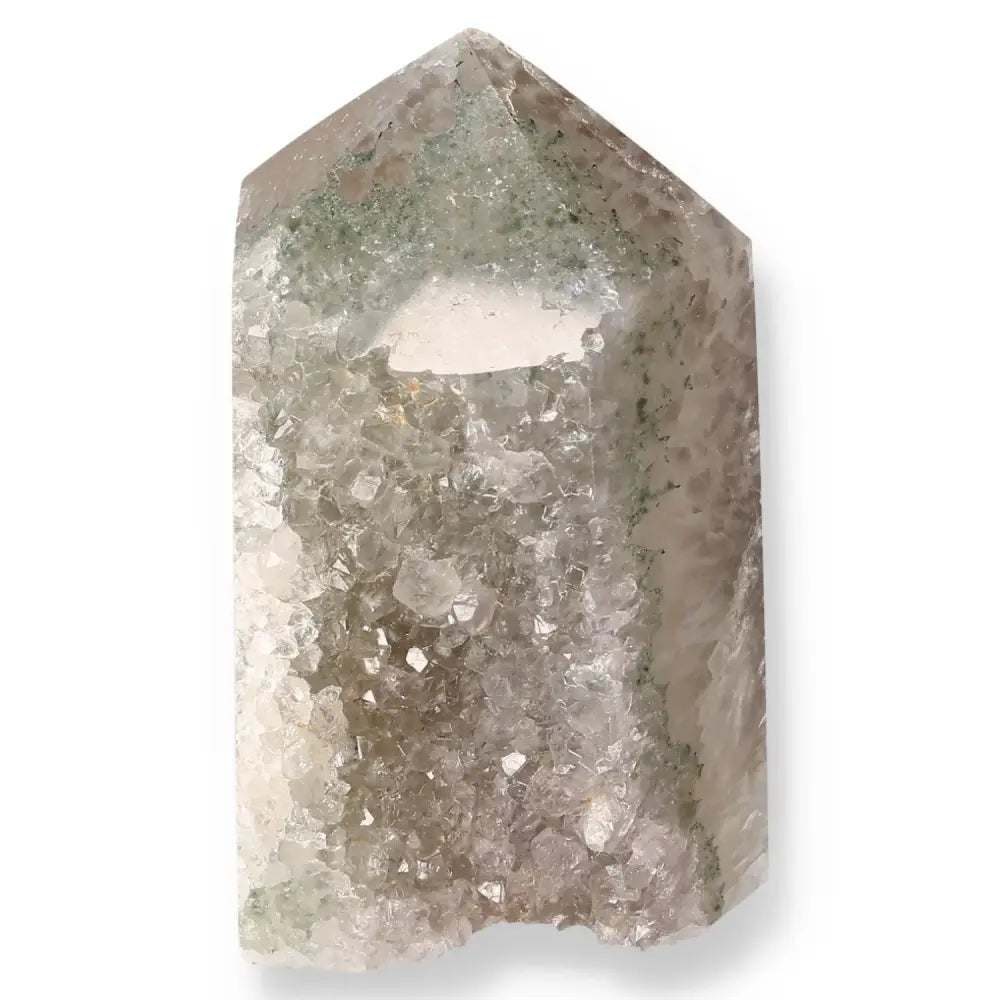 Agate Geoded Point showcasing natural crystal formations with transformative energy