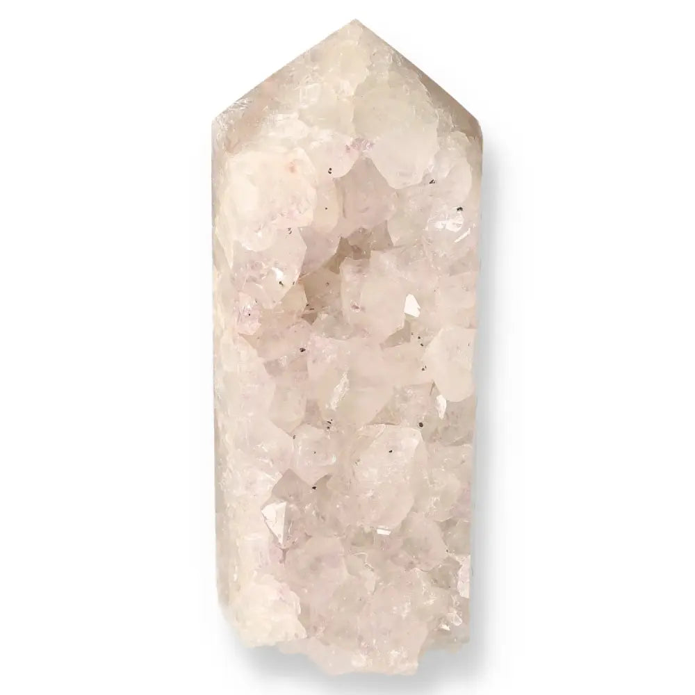 Agate Geoded Point, a natural stone for decoration and emotional harmony, showcasing its unique crystal structure and serenity-enhancing qualities.