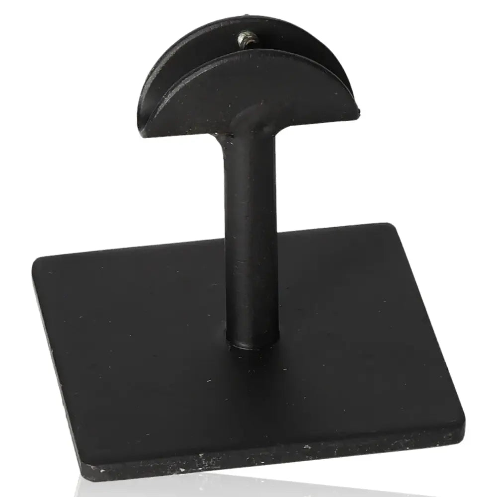 Black metal base stand designed for holding stones securely in place.