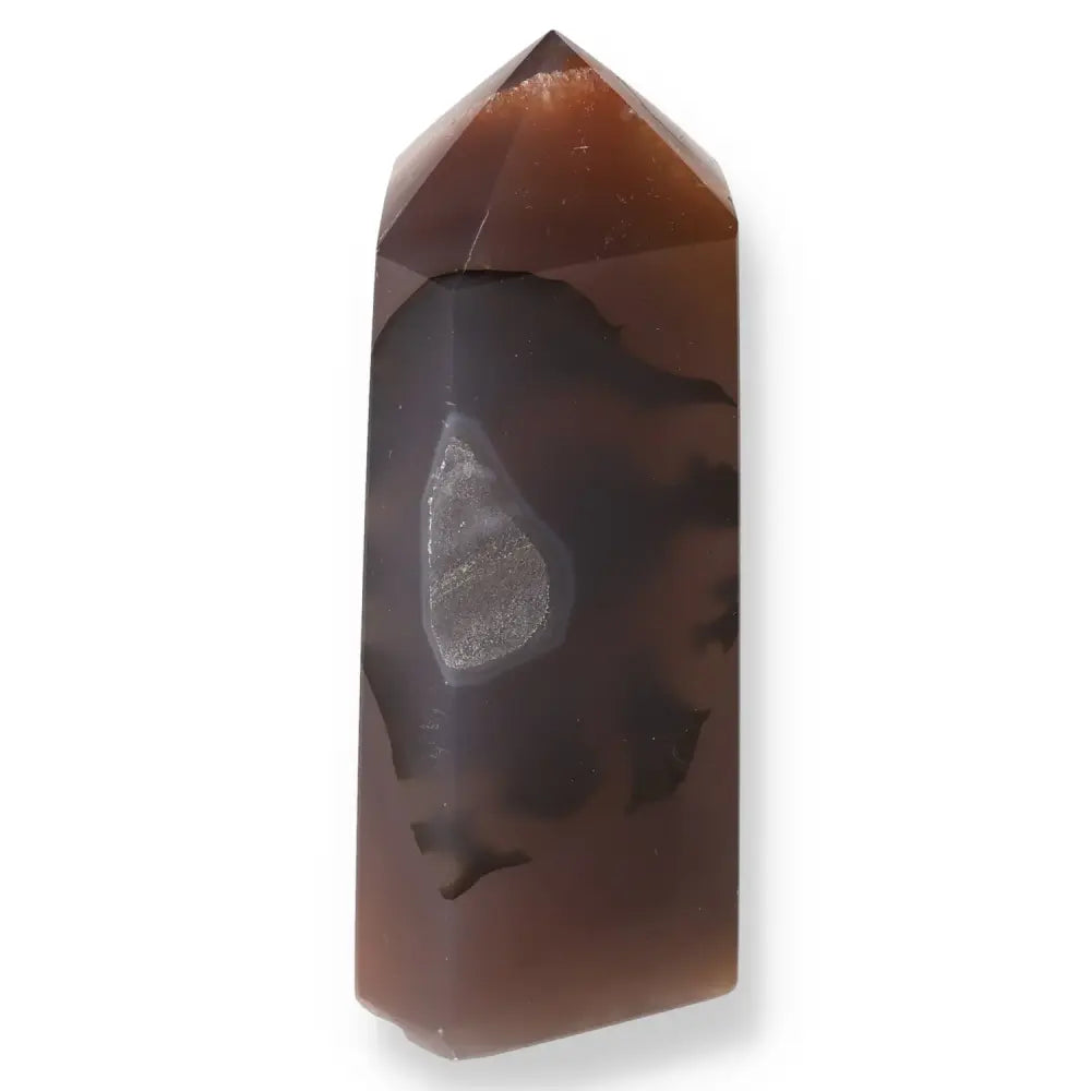 Polished Agate Geoded Point in earthy tones for energy harmonization and tranquility