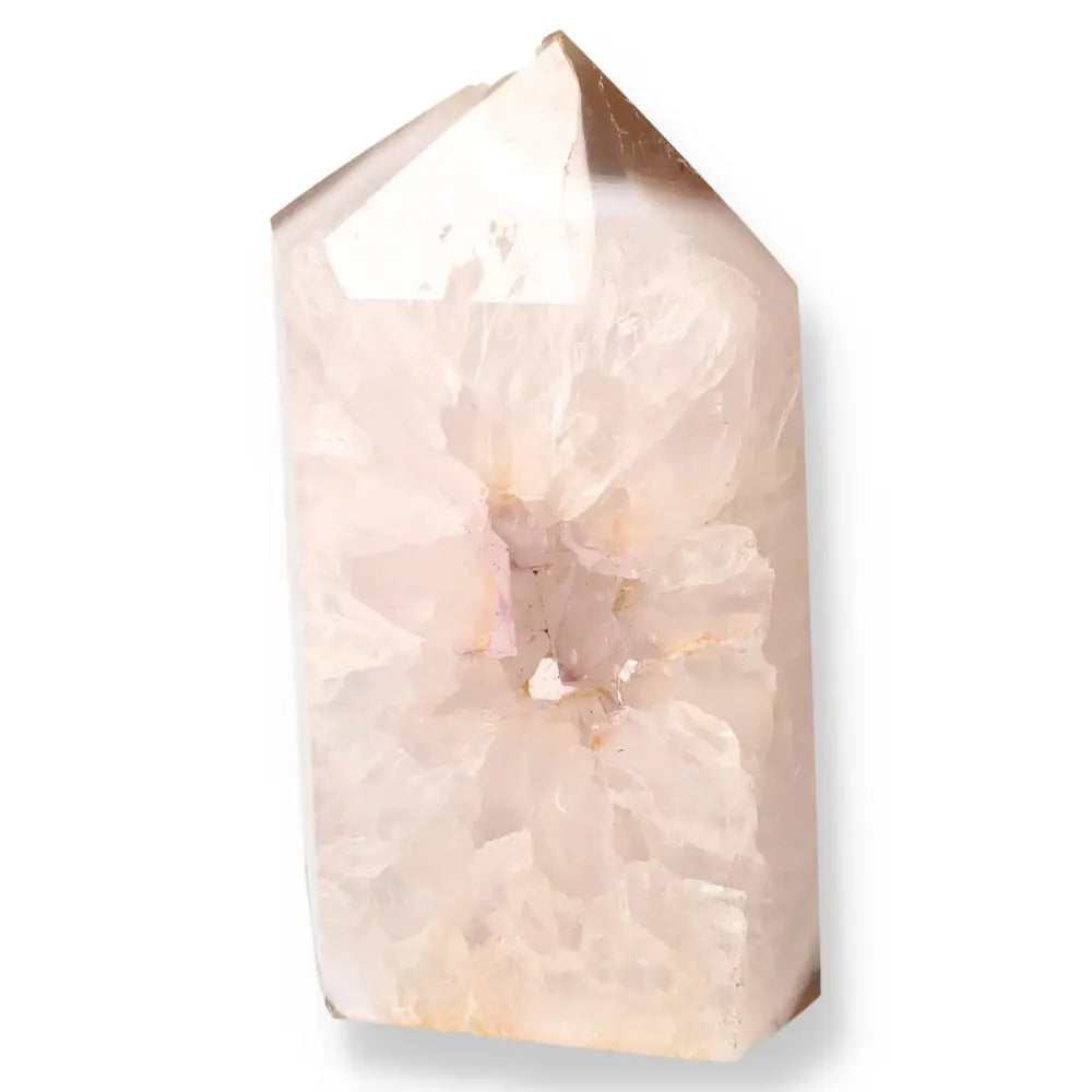 Agate Geode Point crystal, known for harmonizing body and mind energy, promoting tranquility and balance.