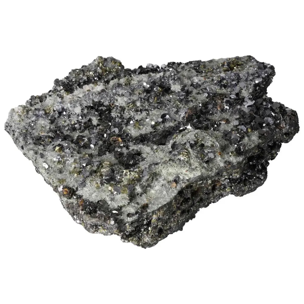 Sphalerite mineral specimen with Galena, Quartz, and Chalcopyrite from Sylvia Crystals. Premium handpicked stone for spiritual transformation.