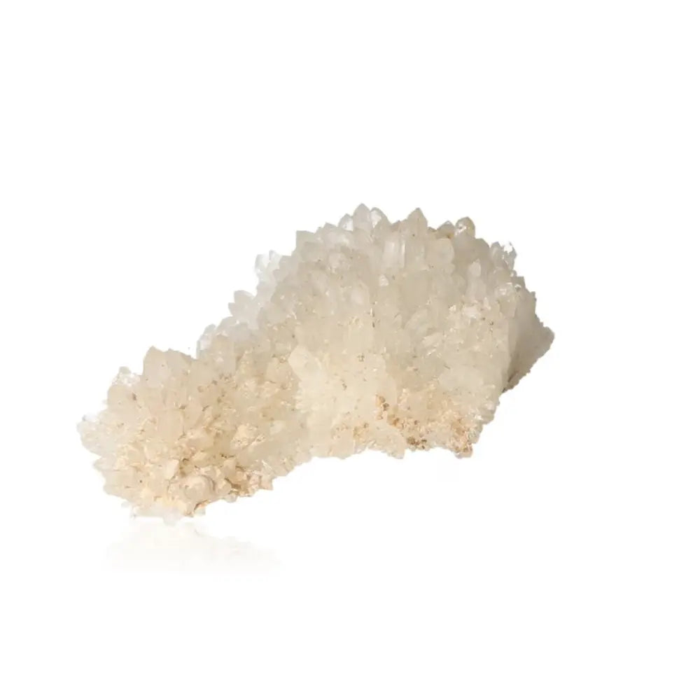 Clear quartz crystal cluster showcasing stunning clarity and energy amplification properties, known as the "Master Healer."