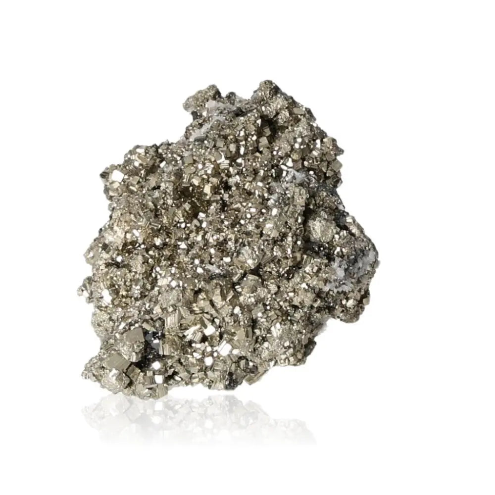 Pyrite with Quartz, a radiant mineral known as Fool's Gold, displaying golden hue and metallic luster, symbolizing abundance and prosperity.