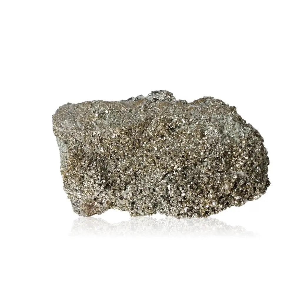 Pyrite mineral displaying its radiant golden hue and metallic luster, often called Fool's Gold, symbolizing abundance and prosperity.