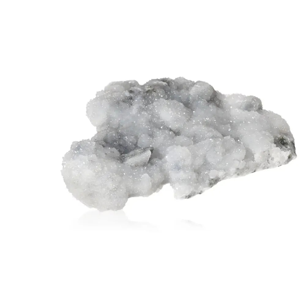 White calcite crystal formation showcasing unique structure and energy-amplifying properties for healing and spiritual growth.