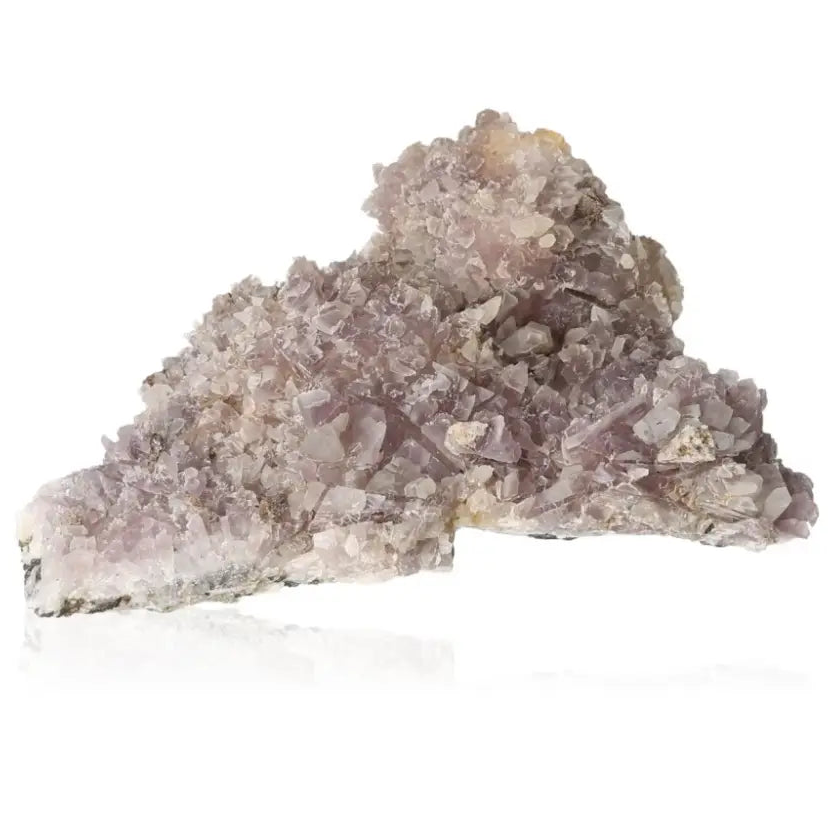 Raw amethyst gemstone with purple hues, known for soothing the mind and promoting balance and tranquility.