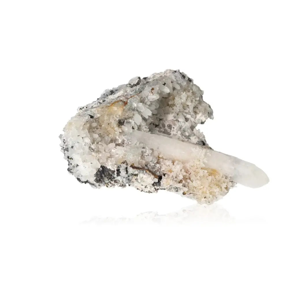 Quartz crystal with clear formations, ideal for meditation and spiritual practices as a master healer and energy amplifier.