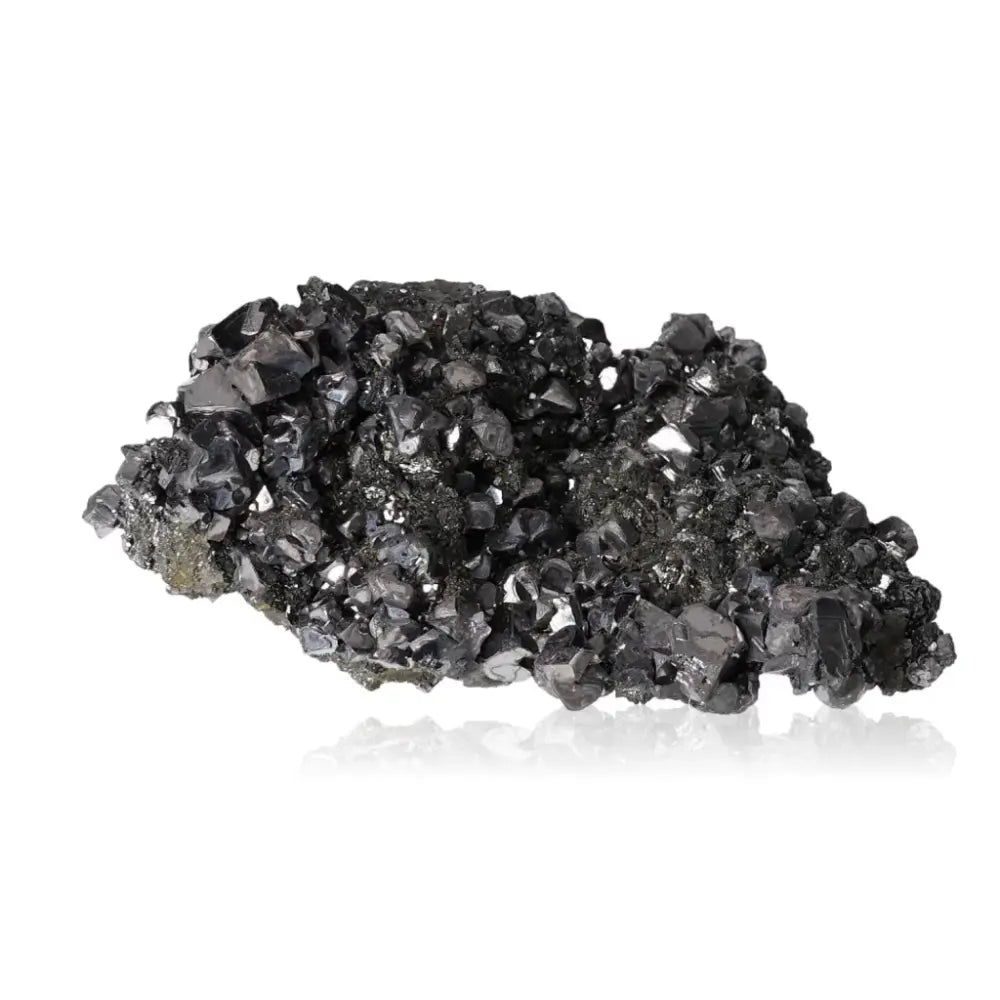 Galena mineral stone for transformation and harmony, enhancing balance and open-mindedness, with reflective metallic crystals.