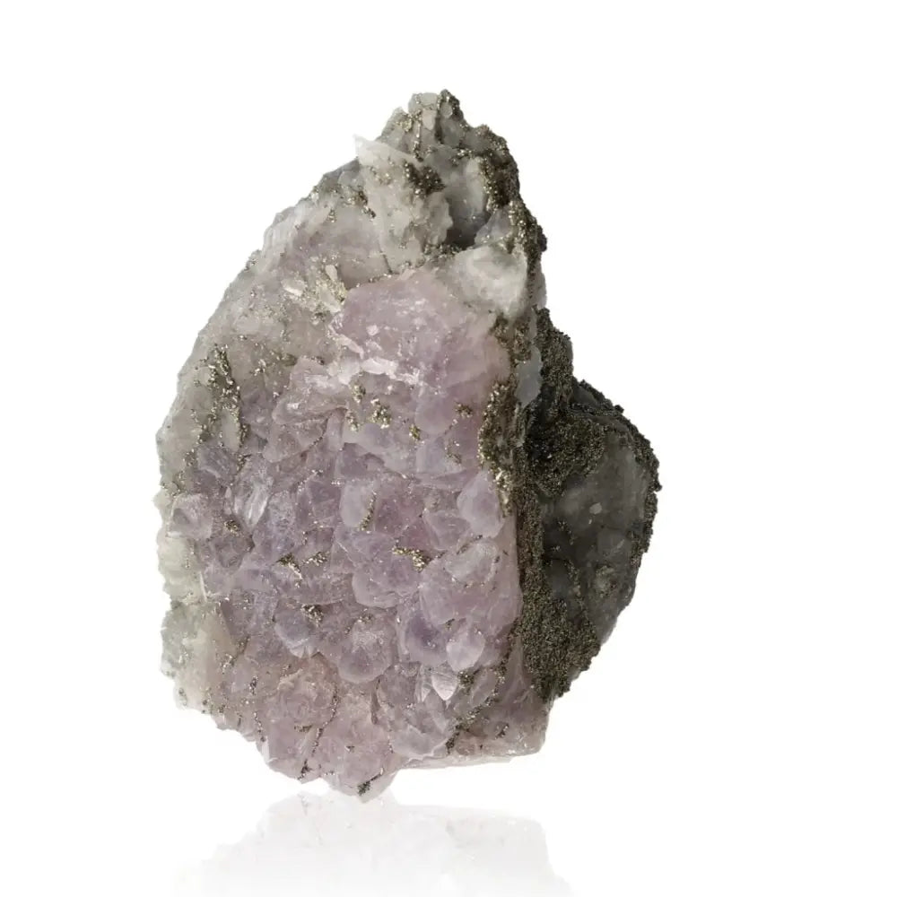 Amethyst with Pyrite crystal showcasing purple and metallic hues, premium Sylvia Crystals selection for spiritual elegance and beauty.