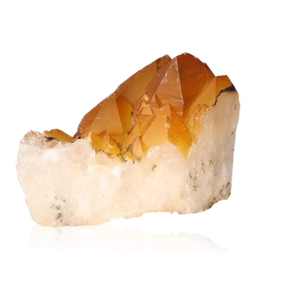 Quartz crystal with iron oxide showcasing its pristine clarity and radiant shine, perfect for energy enhancement and home decor.