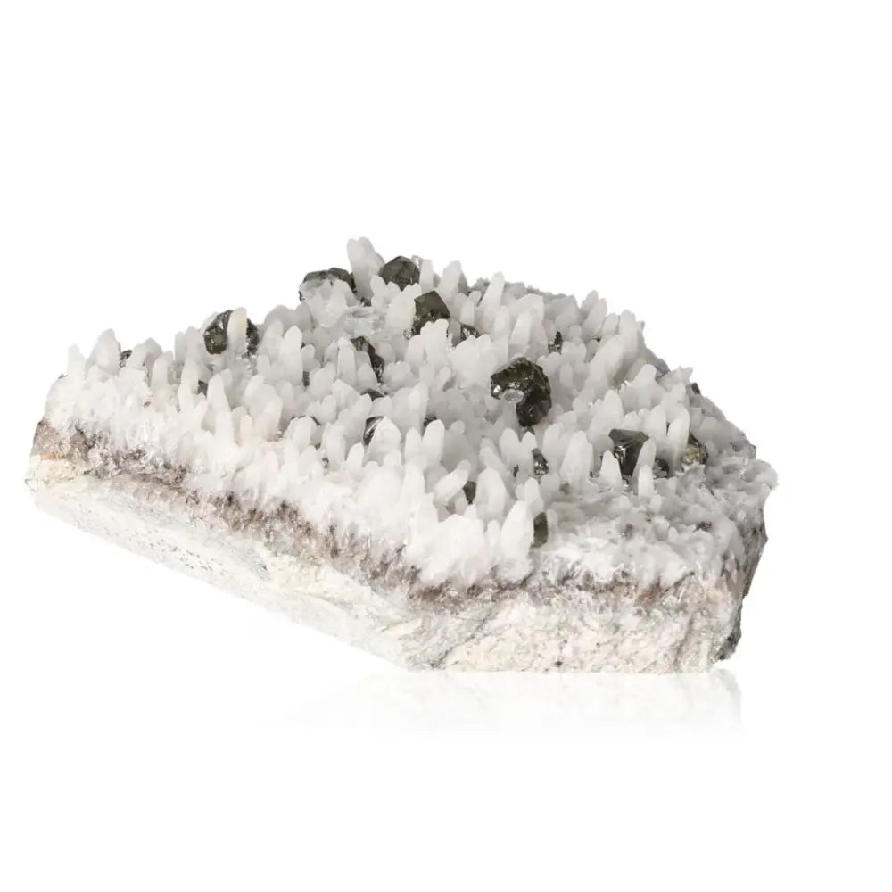 Milky Quartz with Galena crystal slab, showcasing healing properties and elegant design for energy flow enhancement.