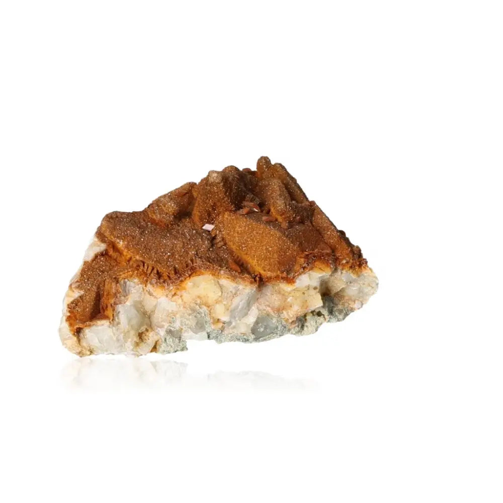 Vanadinite crystal with vibrant red-orange hues and unique formations, ideal for focus and creativity enhancement.