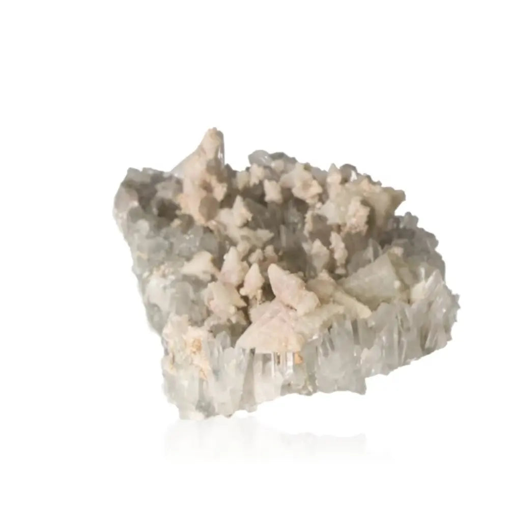 Quartz with Calcite from Sylvia Crystals, showcasing natural beauty and metaphysical benefits for clarity and resilience.