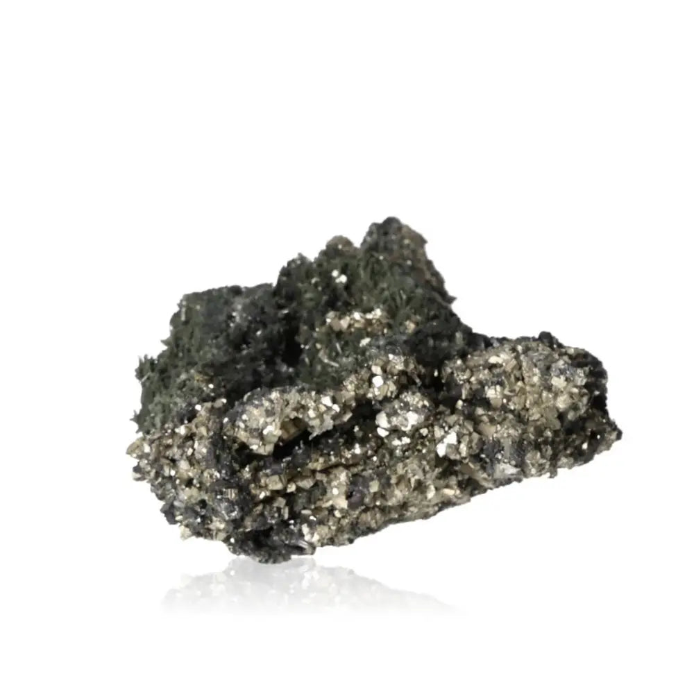 Pyrite with Quartz cluster from Sylvia Crystals, showcasing a golden hue, symbolizing abundance and luxury.