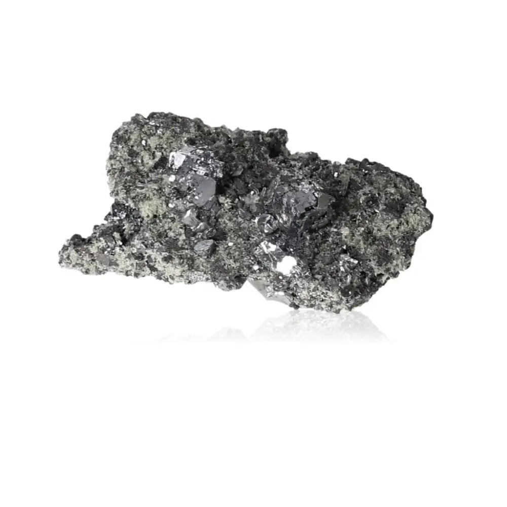 Galena mineral known for transformative energy, harmonizing soul and body, ideal for spiritual journeys and grounding protection.