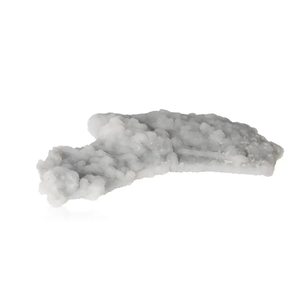 White chalcedony stone showcasing its tranquil, translucent appearance, known for promoting harmony and emotional healing.