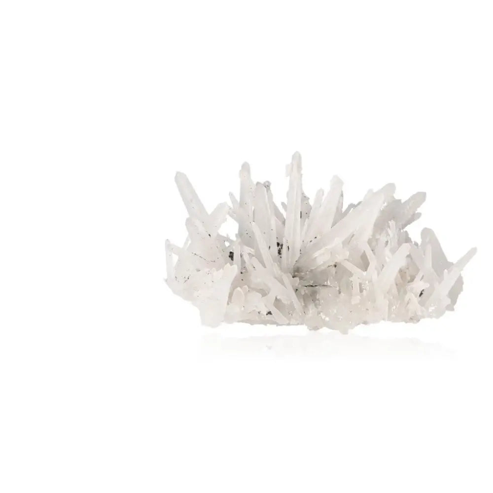 Clear quartz crystal cluster showcasing natural clarity and brilliance, ideal for enhancing energy flow and promoting tranquility.