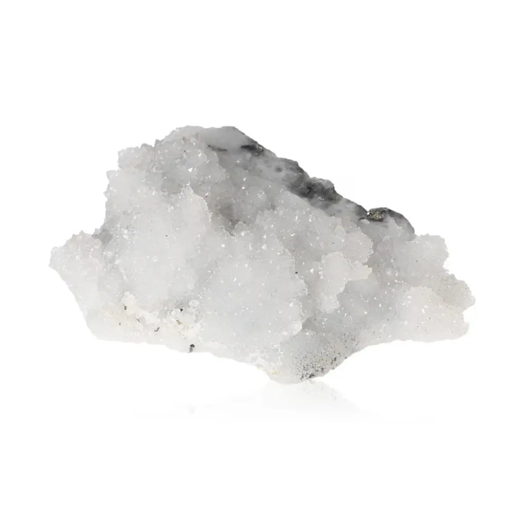 Sparkling Quartz Druse crystal enhancing energy flow with pure brilliance on a white background