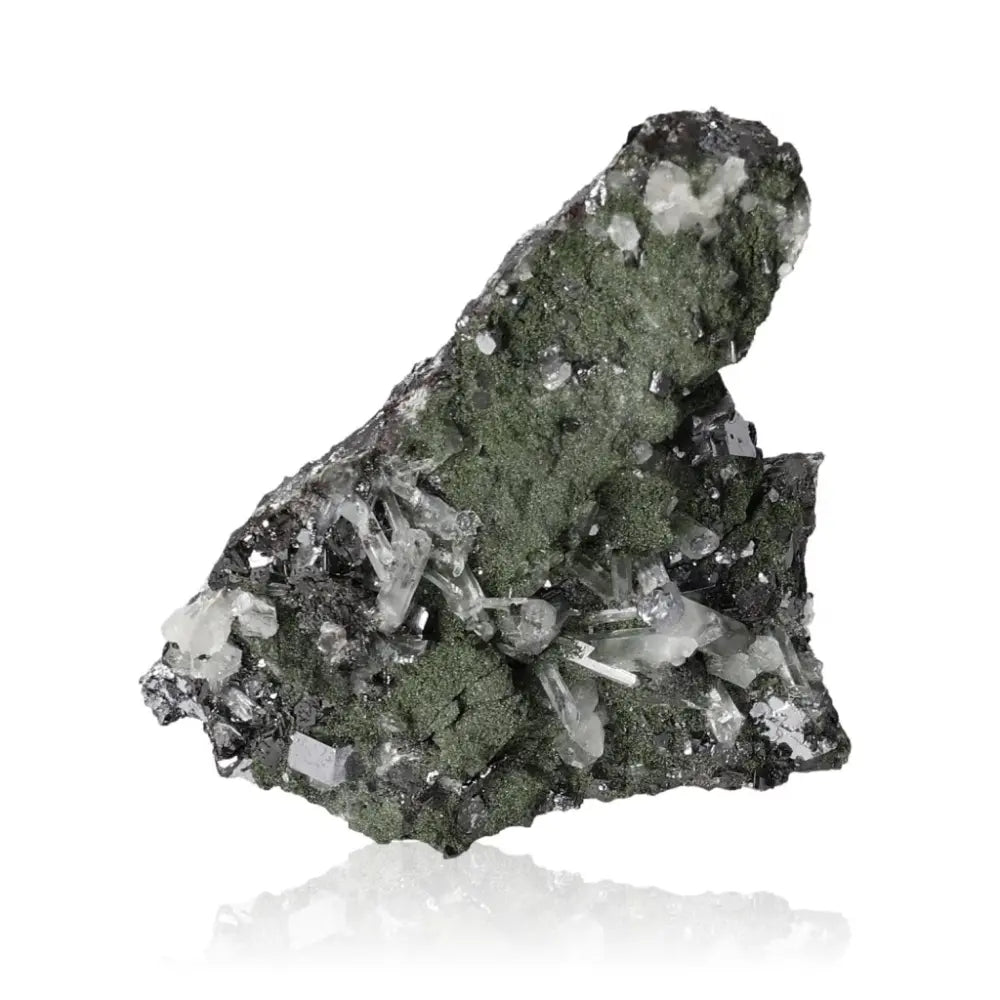 Green Quartz gemstone featuring a soothing translucent green hue and glassy luster for emotional healing and tranquility.