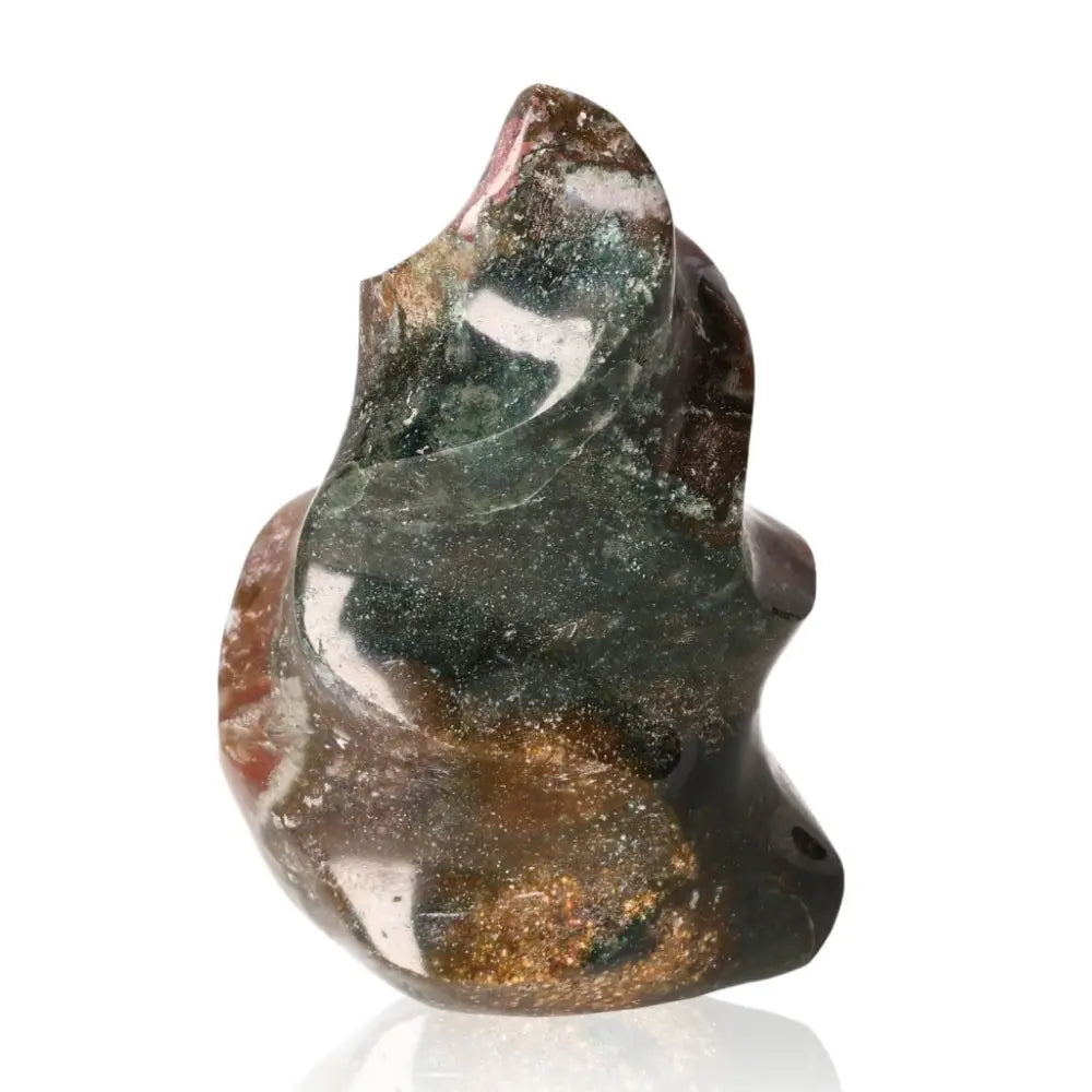 Ocean Jasper Flame crystal showcasing its unique marbled patterns and rich colors, symbolizing spiritual enlightenment and serenity.