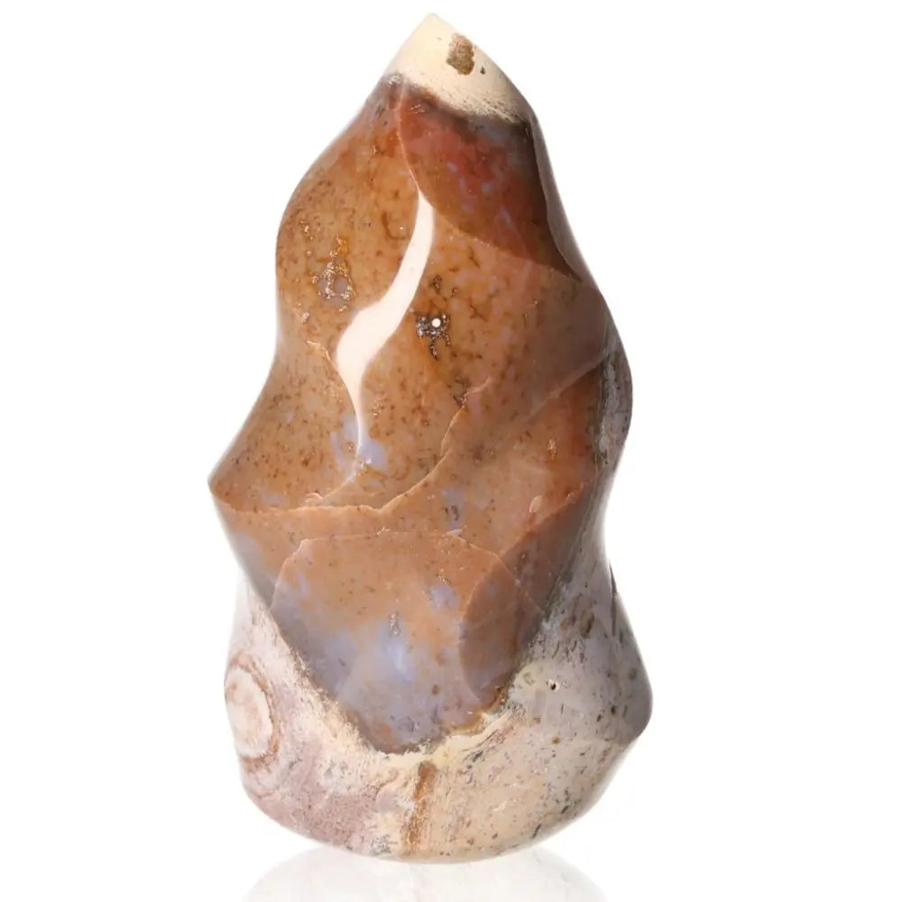 Ocean Jasper Flame stone showcasing its unique, tranquil patterns and serene essence, ideal for spiritual connection and stress relief.