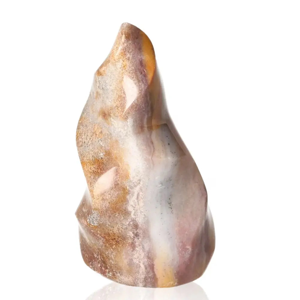 Ocean Jasper Flame gemstone with vibrant patterns and tranquil energies, ideal for spiritual connectivity and decorative beauty.