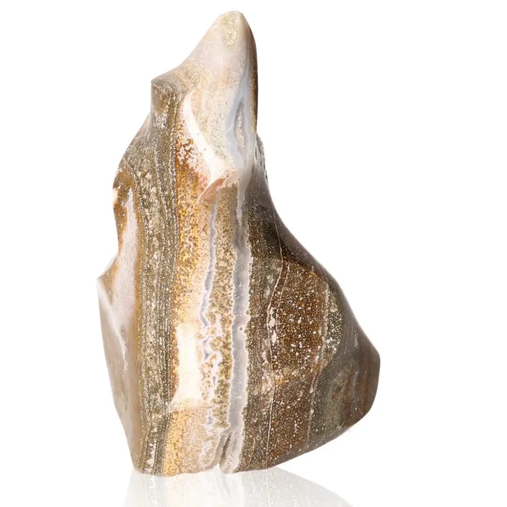 Ocean Jasper Flame stone with earthy tones, known for spiritual connection and calmness.