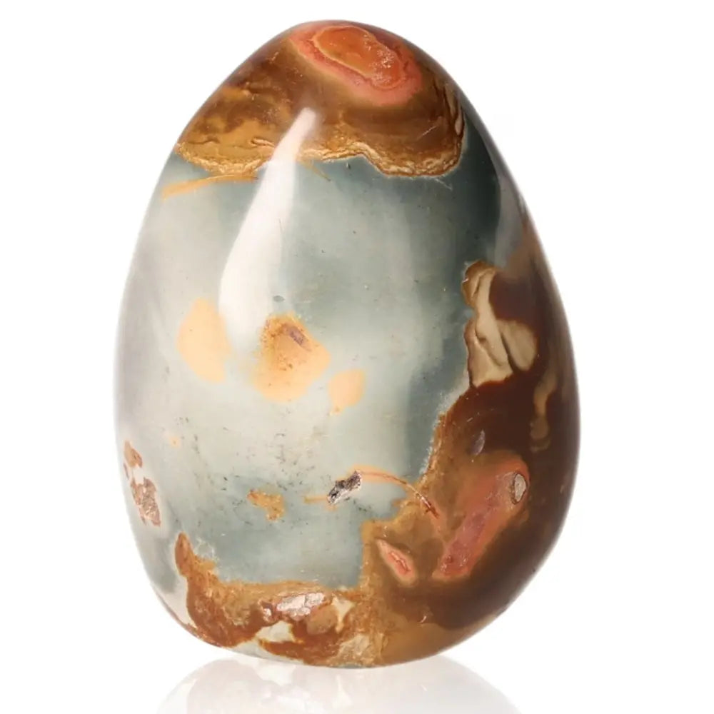 Polychrome Jasper Free Form stone featuring a vibrant mix of reds, browns, greens, and oranges, showcasing natural artistry.