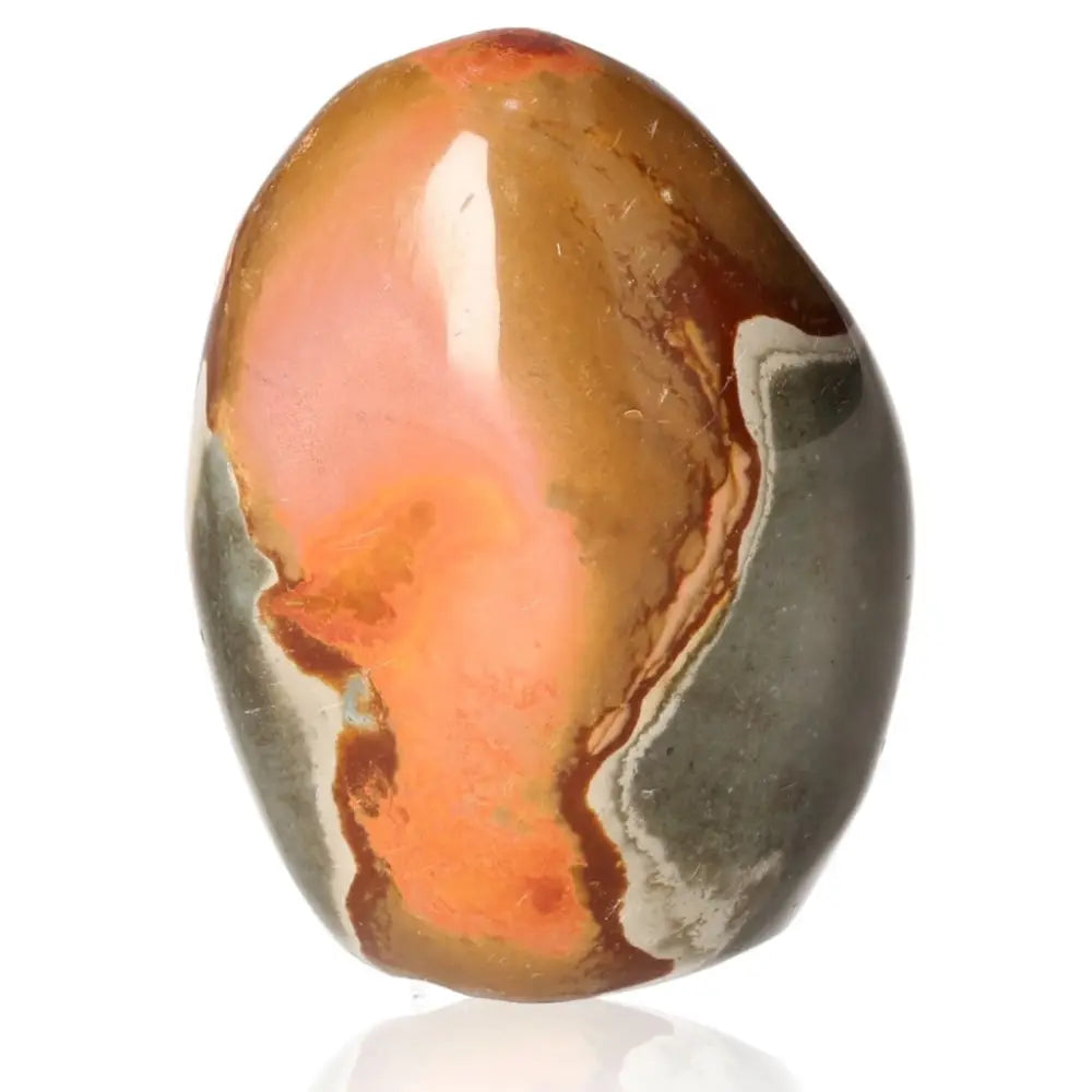 Polychrome Jasper Free Form gemstone with multicolored patterns of red, orange, and green, showcasing natural earth artistry.
