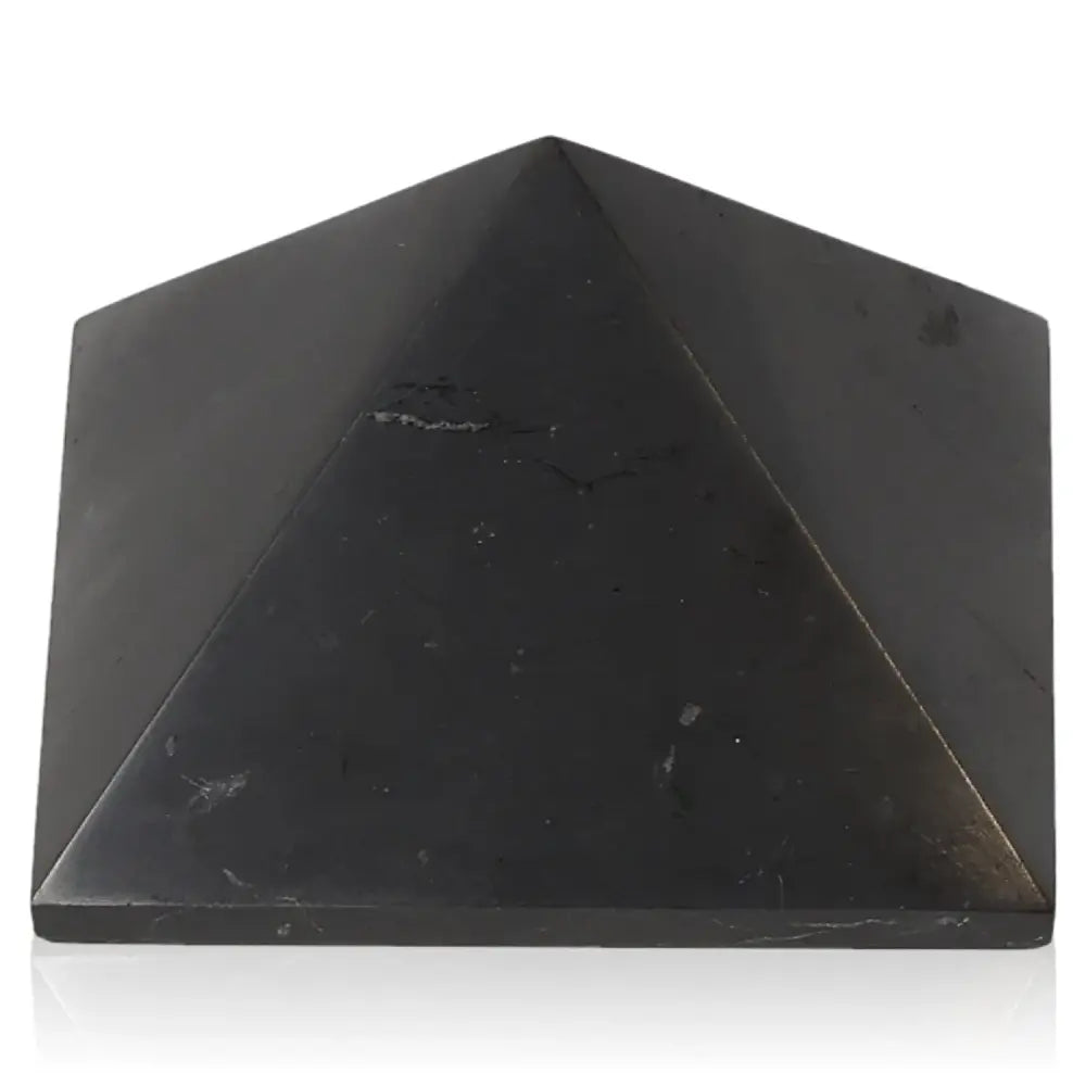 Shungite Pyramid 6 cm by Sylvia Crystals, offering protection and wellness with rare fullerenes for shielding against negativity.