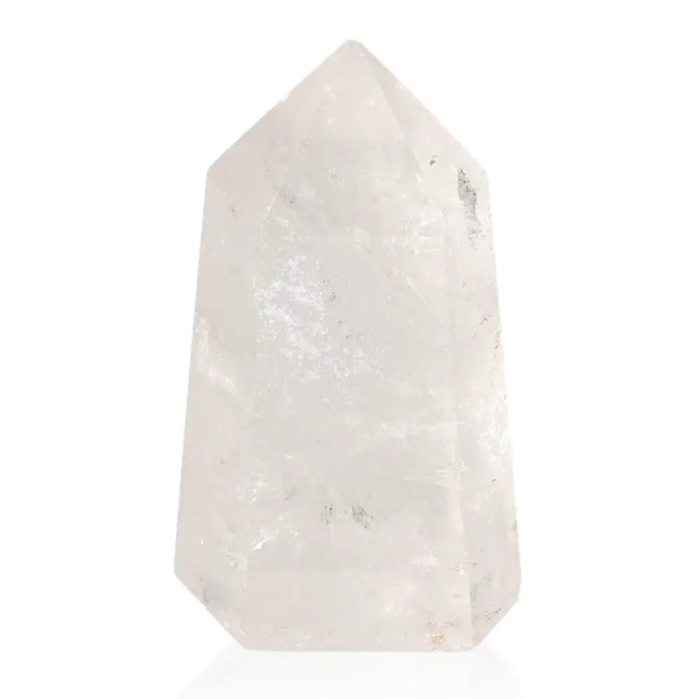 Lemurian Quartz Obelisk by Sylvia Crystals, showcasing its clear, faceted structure and energy-enhancing properties.
