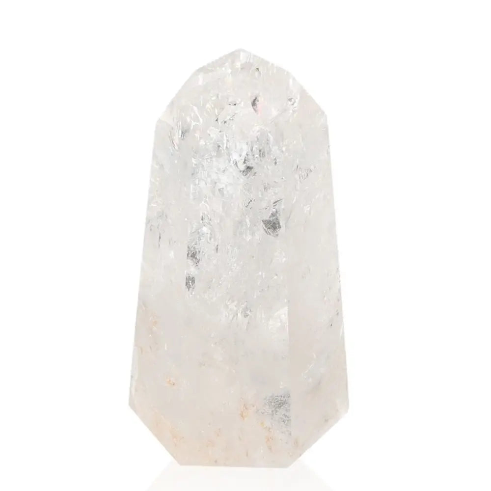 Handcrafted Lemurian Quartz Obelisk from Sylvia Crystals, embodying luxury and spirituality in a stunning decorative piece.