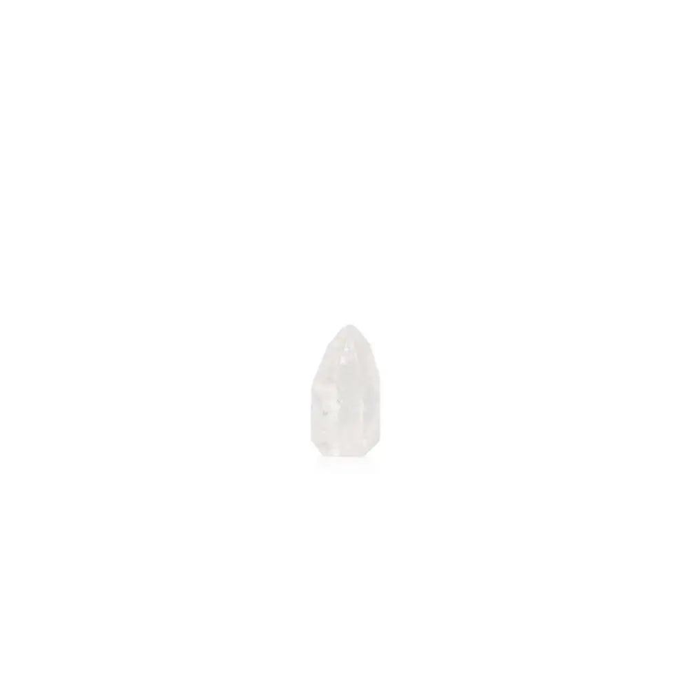 Lemurian Quartz Point crystal by Sylvia Crystals, known for enhancing meditation and energy amplification, on a white background.
