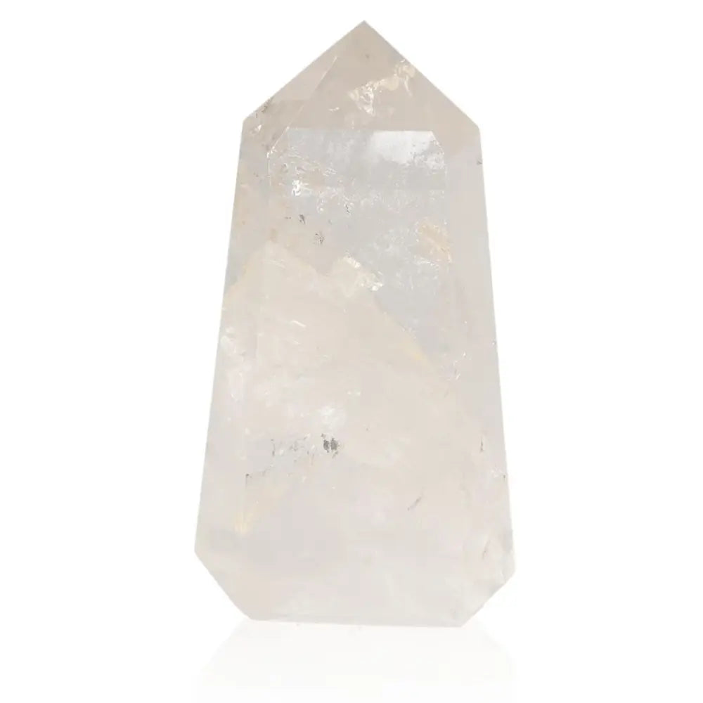 Clear Lemurian Quartz Point crystal, premium master healer from Sylvia Crystals for spiritual journey and chakra resonance.